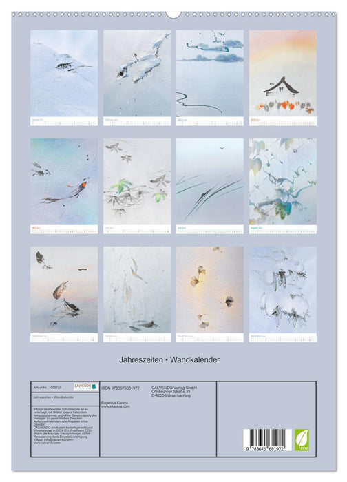 Seasons in the style of Japanese painting - art (CALVENDO Premium Wall Calendar 2024) 
