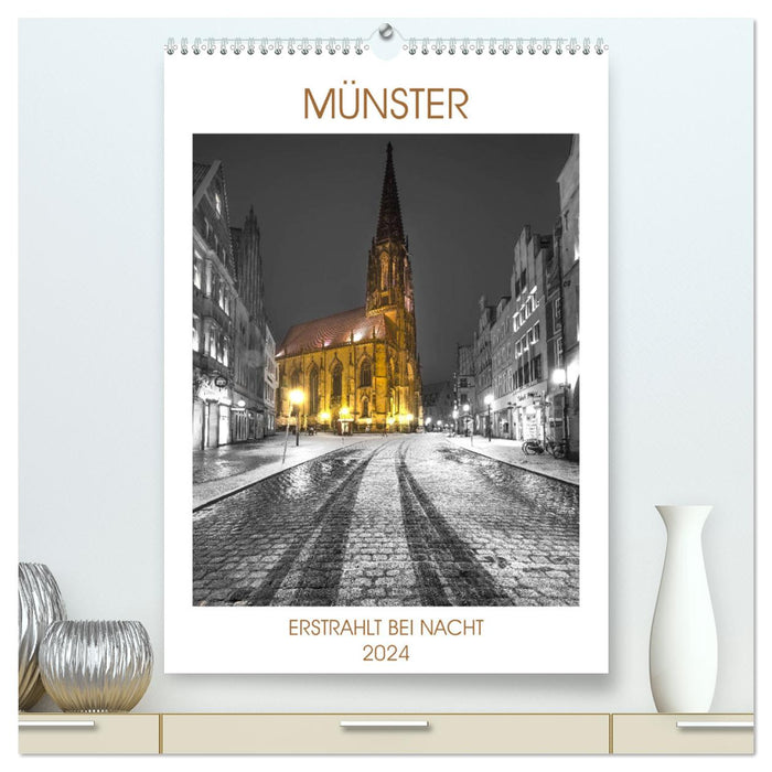 Münster - shines at night (CALVENDO Premium Wall Calendar 2024) 