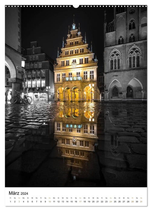 Münster - erstrahlt bei Nacht (CALVENDO Premium Wandkalender 2024)