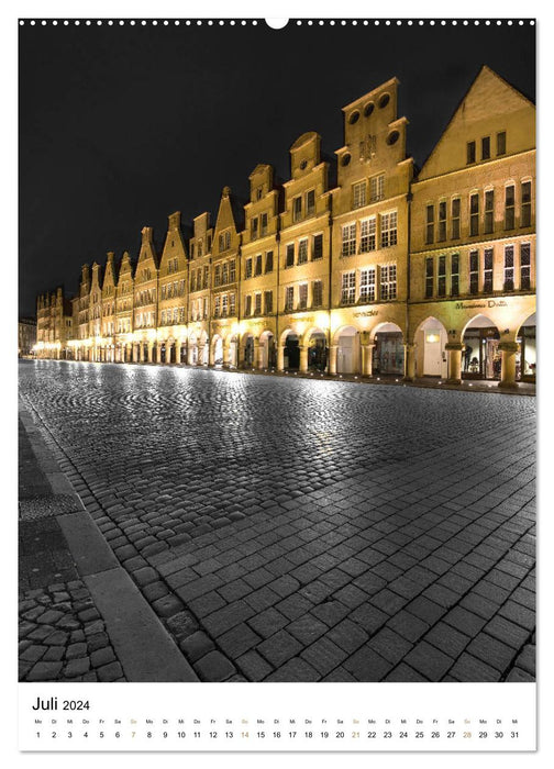 Münster - shines at night (CALVENDO Premium Wall Calendar 2024) 