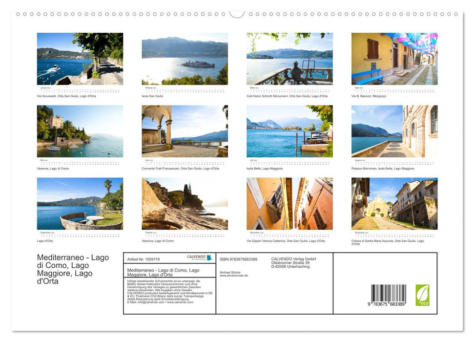 Mediterraneo - Lake Como, Lake Maggiore, Lake Orta (CALVENDO Premium Wall Calendar 2024) 