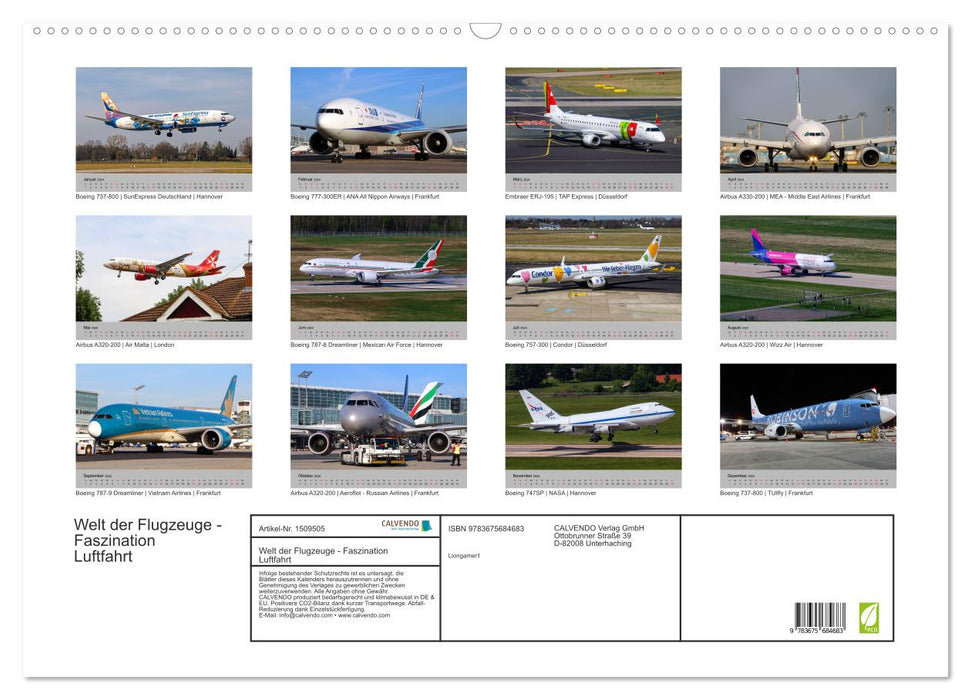 Welt der Flugzeuge - Faszination Luftfahrt 2024 (CALVENDO Wandkalender 2024)