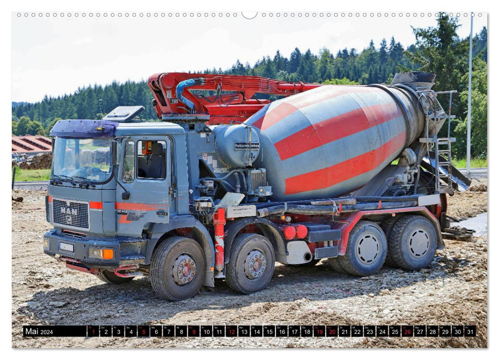 Baufahrzeuge auf der Baustelle (CALVENDO Premium Wandkalender 2024)