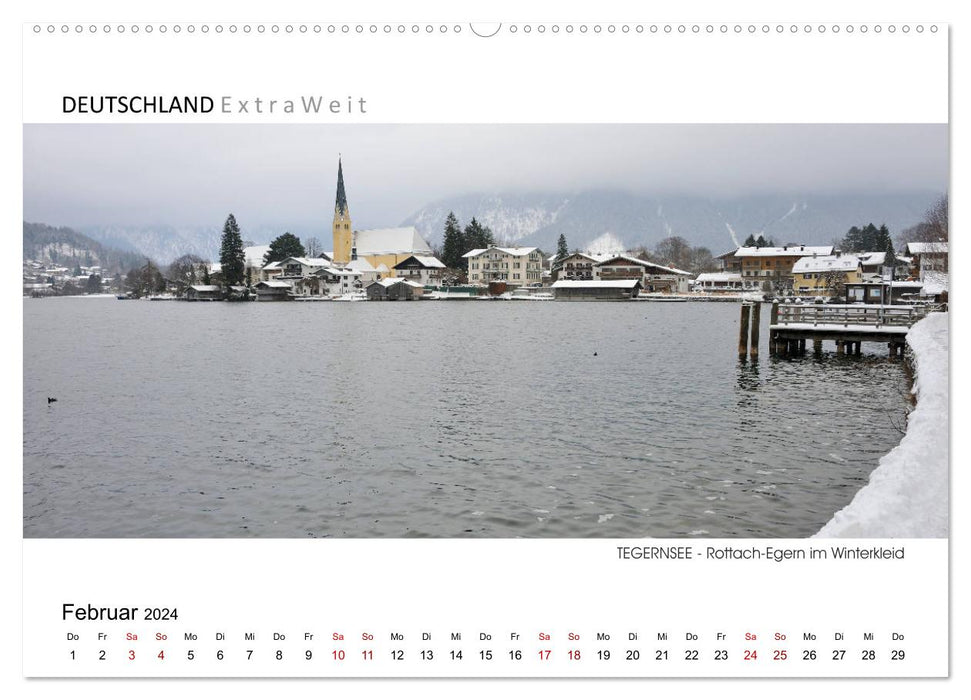 White-blue impressions of TEGERNSEE panoramic pictures (CALVENDO Premium wall calendar 2024) 