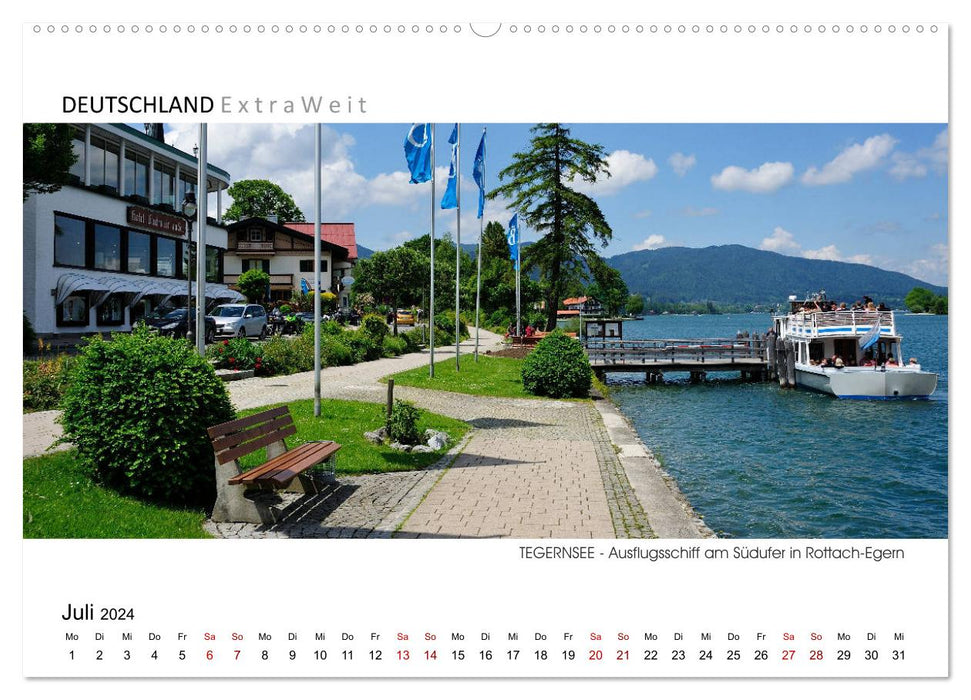 Impressions blanc-bleu des images panoramiques TEGERNSEE (calendrier mural CALVENDO Premium 2024)