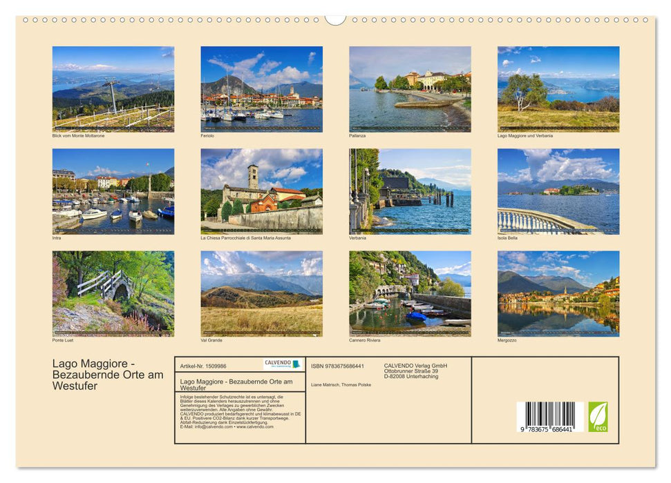 Lac Majeur - Lieux enchanteurs de la rive ouest (Calendrier mural CALVENDO Premium 2024) 