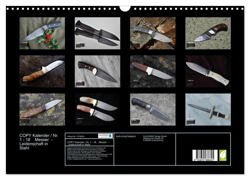 Messer - Leidenschaft in Stahl (CALVENDO Wandkalender 2024)