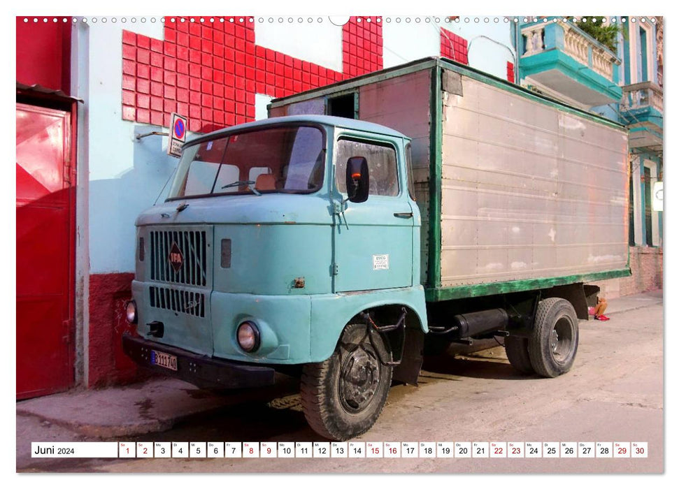 Pure nostalgia - GDR vehicles in Cuba (CALVENDO Premium Wall Calendar 2024) 