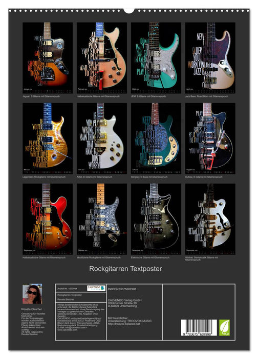 Rockgitarren Textposter (CALVENDO Premium Wandkalender 2024)
