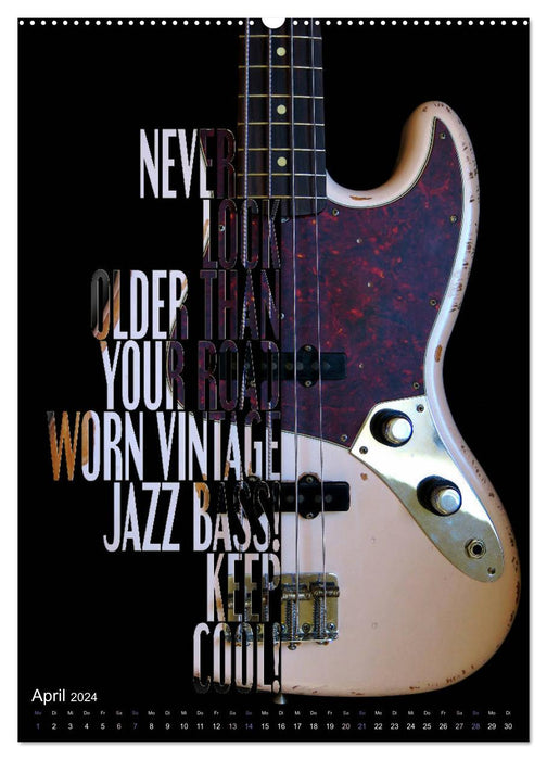 Rockgitarren Textposter (CALVENDO Premium Wandkalender 2024)