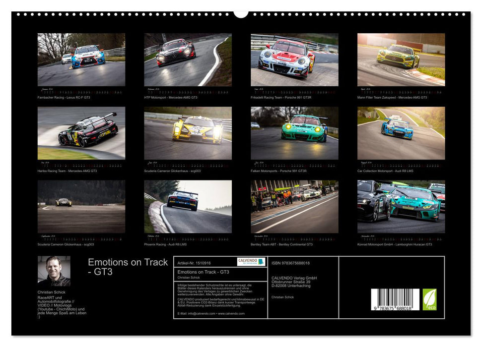 Emotions on Track - Langstreckenmeisterschaft am Nürburgring - GT3 (CALVENDO Premium Wandkalender 2024)