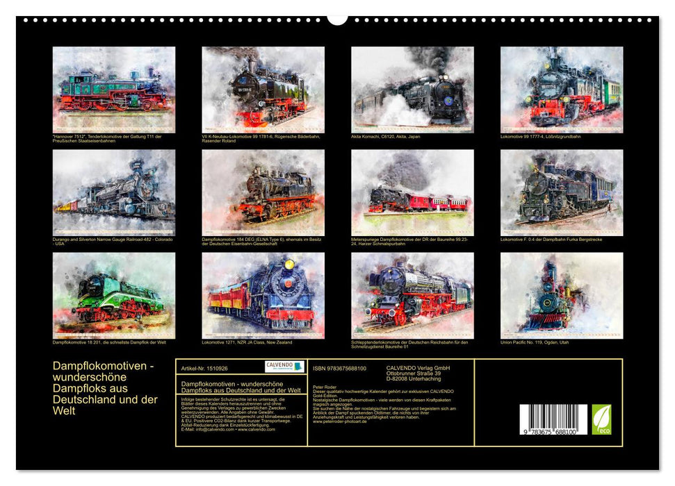 Locomotives à vapeur - de belles locomotives à vapeur d'Allemagne et du monde (Calendrier mural CALVENDO Premium 2024) 