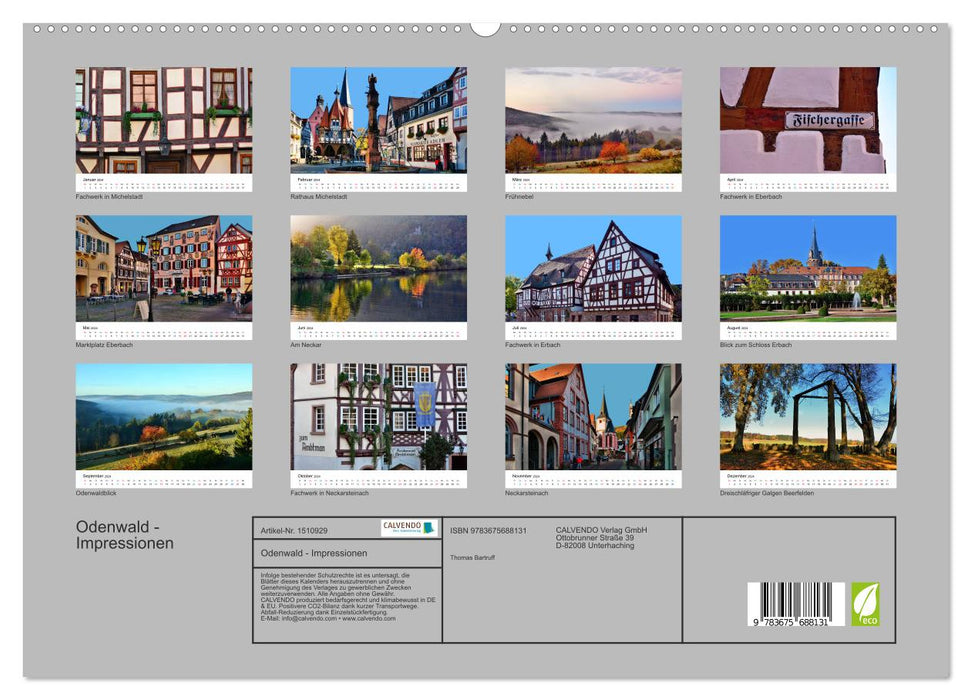 Odenwald - Impressions (Calendrier mural CALVENDO Premium 2024) 