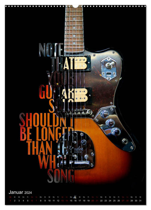 Rockgitarren Textposter (CALVENDO Wandkalender 2024)