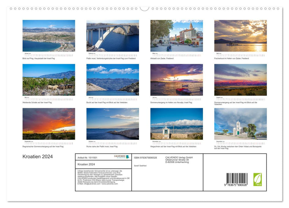 Kroatien 2024 (CALVENDO Premium Wandkalender 2024)