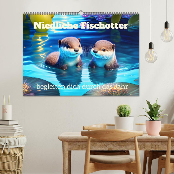 Niedliche Fischotter begleiten dich durch das Jahr (CALVENDO Wandkalender 2024)