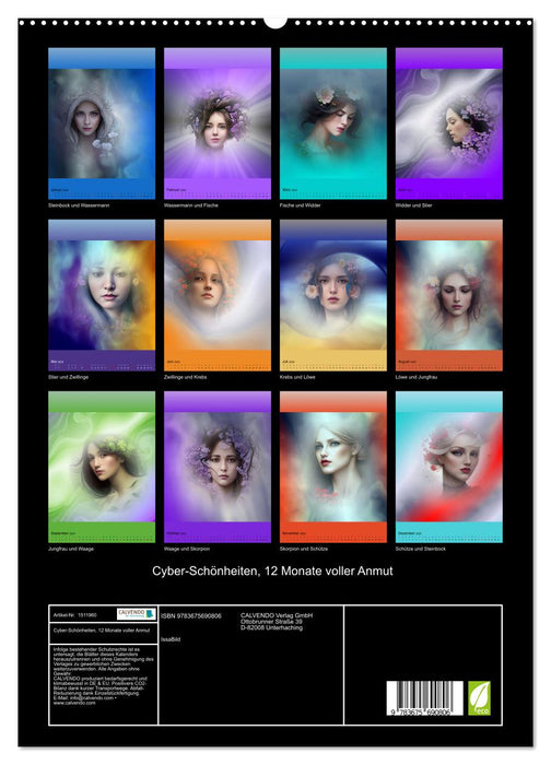 Cyber-Schönheiten, 12 Monate voller Anmut (CALVENDO Premium Wandkalender 2024)