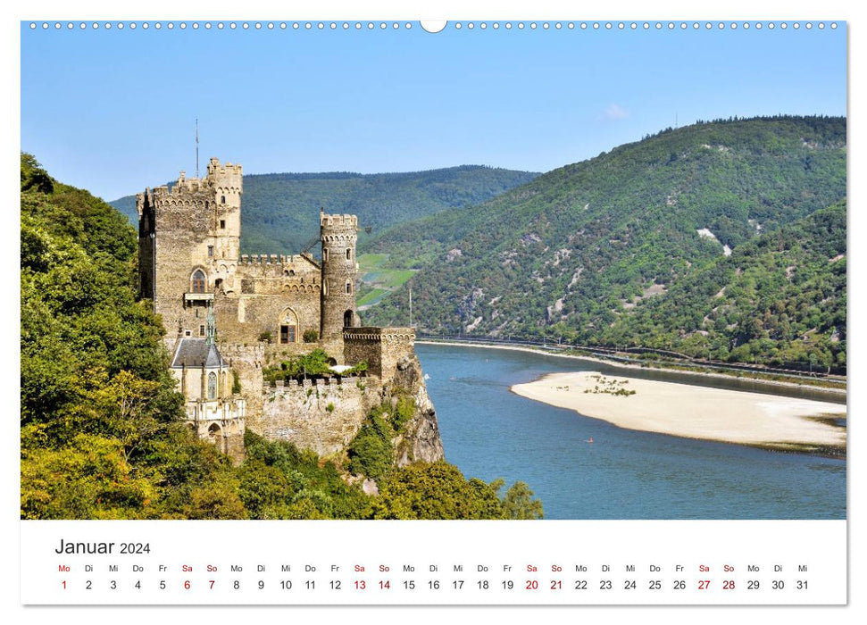 Burgen im Rheintal - Landschaft, Romantik, legend (CALVENDO Premium Wandkalender 2024)