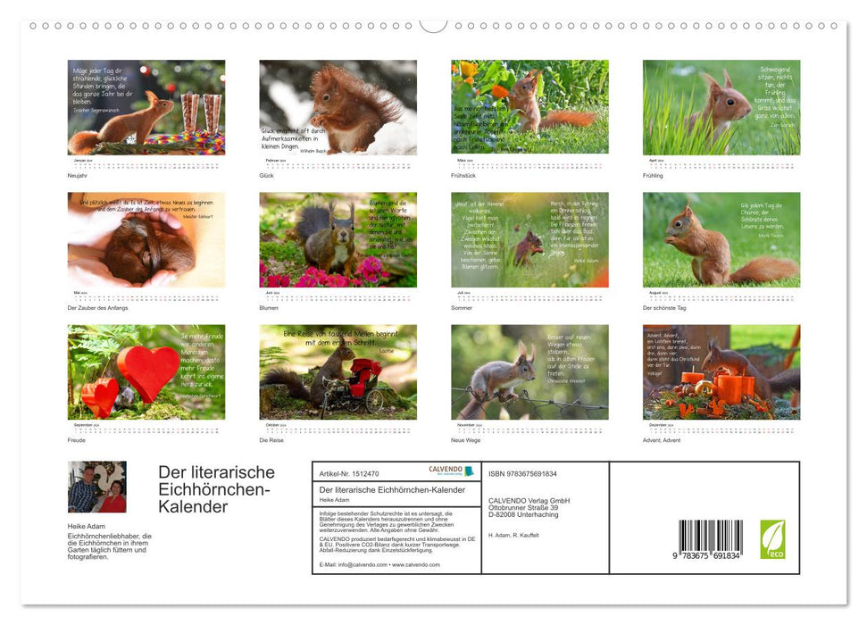 Der literarische Eichhörnchen-Kalender (CALVENDO Premium Wandkalender 2024)