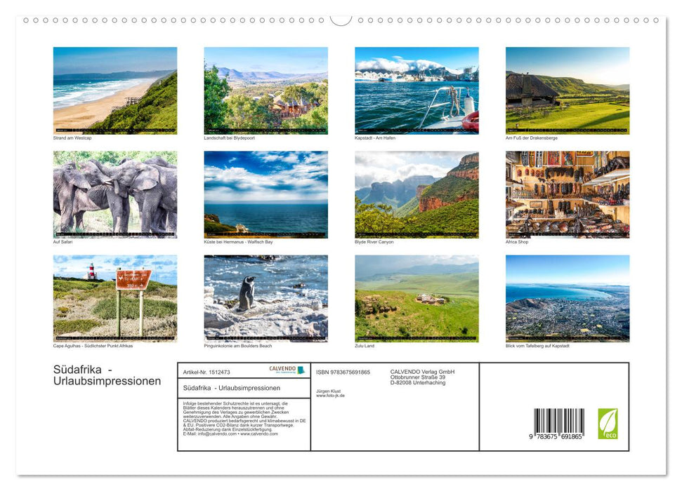 South Africa - Holiday Impressions (CALVENDO Premium Wall Calendar 2024) 