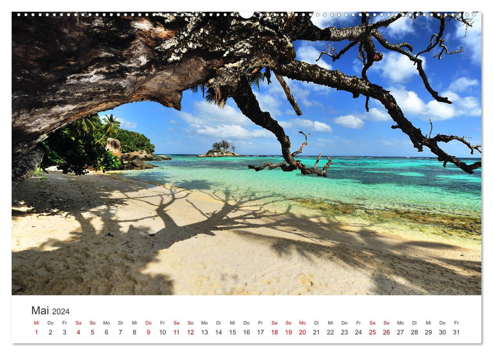 Traumstrände der Seychellen (CALVENDO Premium Wandkalender 2024)