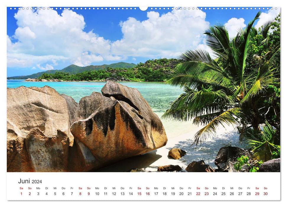 Dream beaches of the Seychelles (CALVENDO Premium Wall Calendar 2024) 