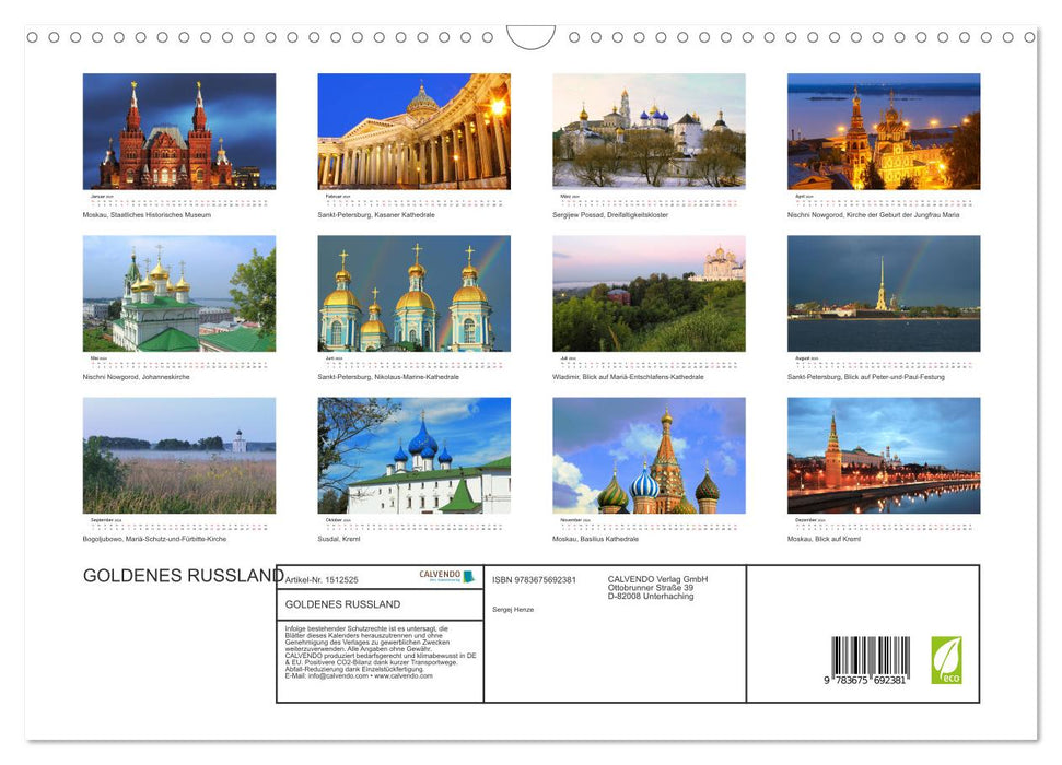 Golden Russia (CALVENDO wall calendar 2024) 