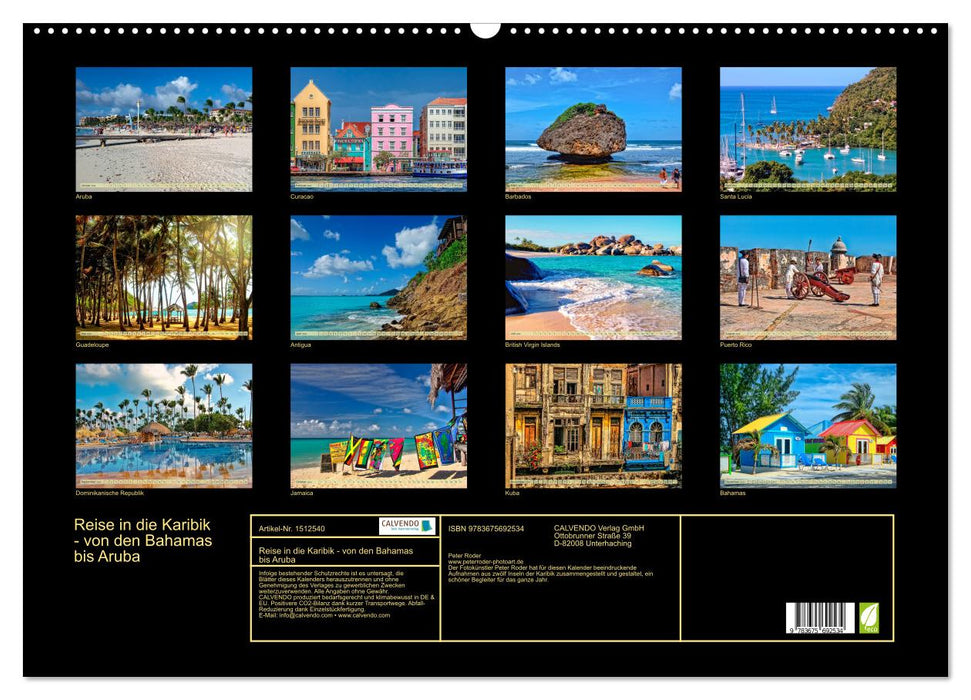 Reise in die Karibik - von den Bahamas bis Aruba (CALVENDO Wandkalender 2024)