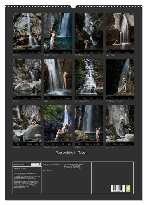 Wasserfälle im Tessin - Aktaufnahmen an schönen Wasserfällen in der Südschweiz (CALVENDO Wandkalender 2024)