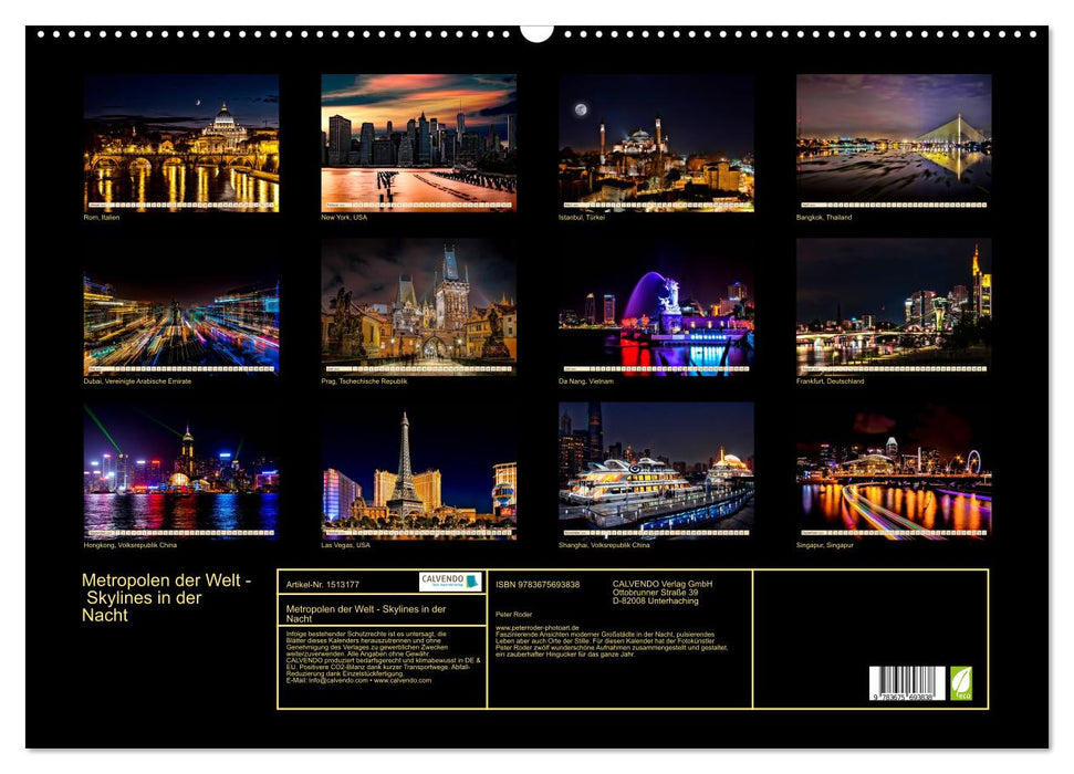 Metropolises of the world - skylines at night (CALVENDO wall calendar 2024) 