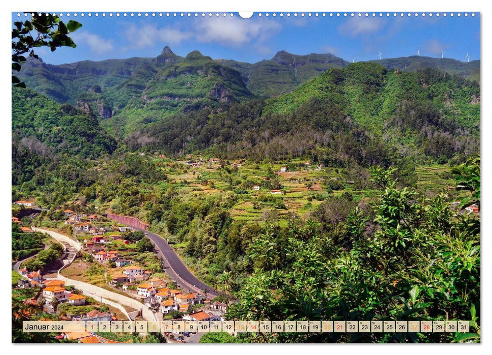 Madeira - blue water, green mountains, colorful flowers (CALVENDO Premium Wall Calendar 2024) 
