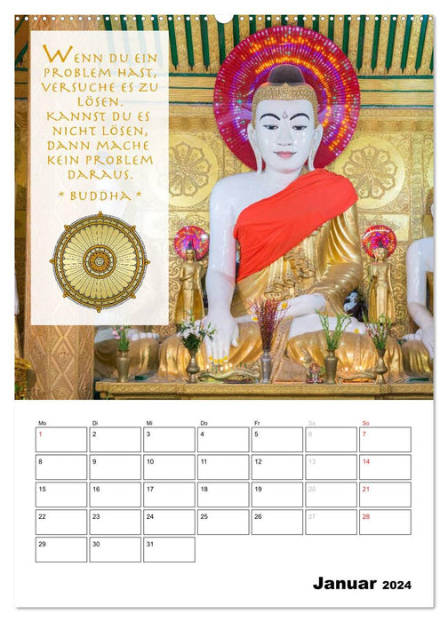 BUDDHAS ZITATE Buddhistische Weisheiten (CALVENDO Premium Wandkalender 2024)