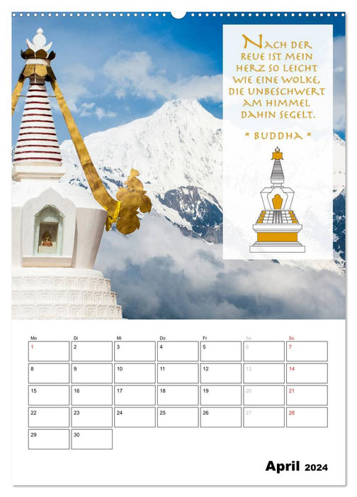 BUDDHAS ZITATE Buddhistische Weisheiten (CALVENDO Premium Wandkalender 2024)