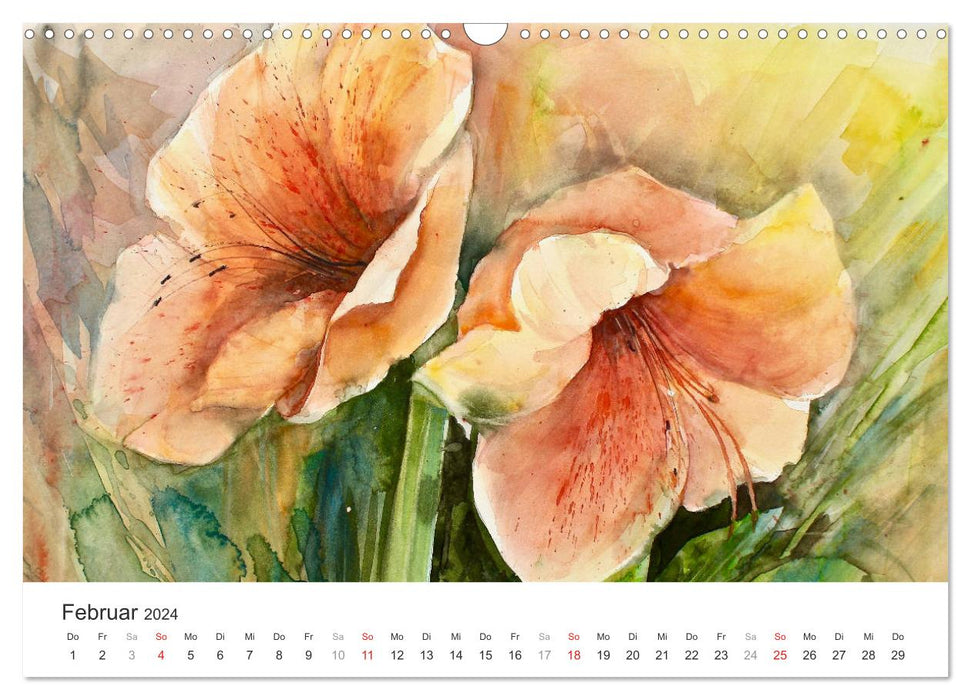 Magie des fleurs - aquarelles d'ECKARD FUNCK (calendrier mural CALVENDO 2024) 