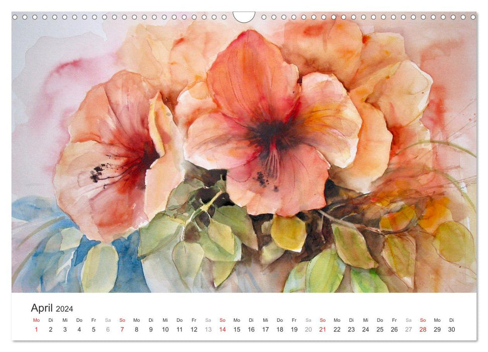 Magie des fleurs - aquarelles d'ECKARD FUNCK (calendrier mural CALVENDO 2024) 