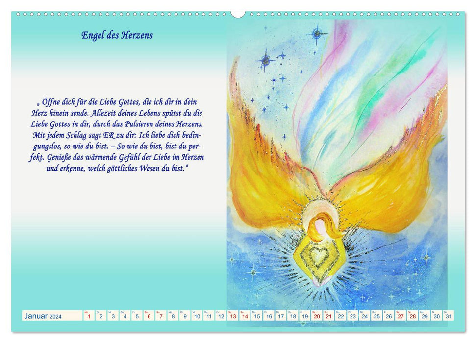 Engelbilder mit Botschaften für die Seele (CALVENDO Wandkalender 2024)