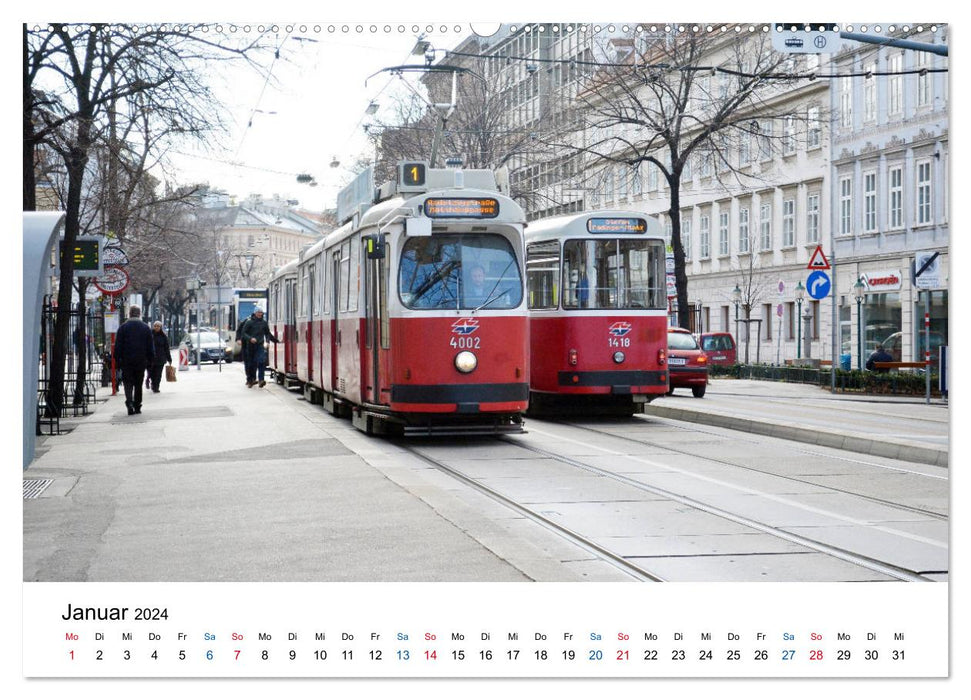 Mit der Bim durch Wien - Die Wiener Straßenbahn (CALVENDO Wandkalender 2024)