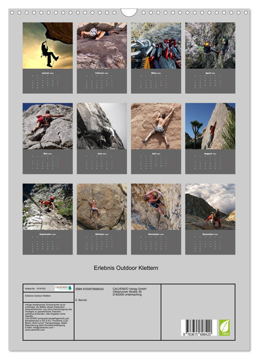Erlebnis Outdoor Klettern (CALVENDO Wandkalender 2024)