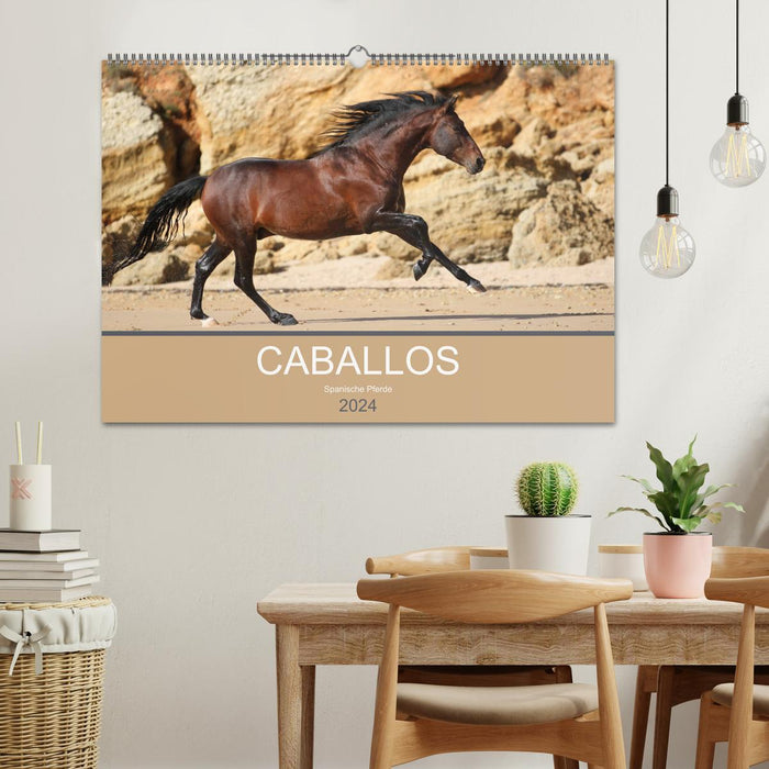 Caballos Spanische Pferde 2024 (CALVENDO Wandkalender 2024)