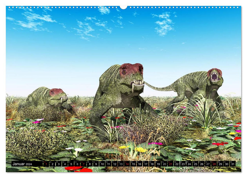 Dinosaurier. Urzeitliche Giganten (CALVENDO Wandkalender 2024)