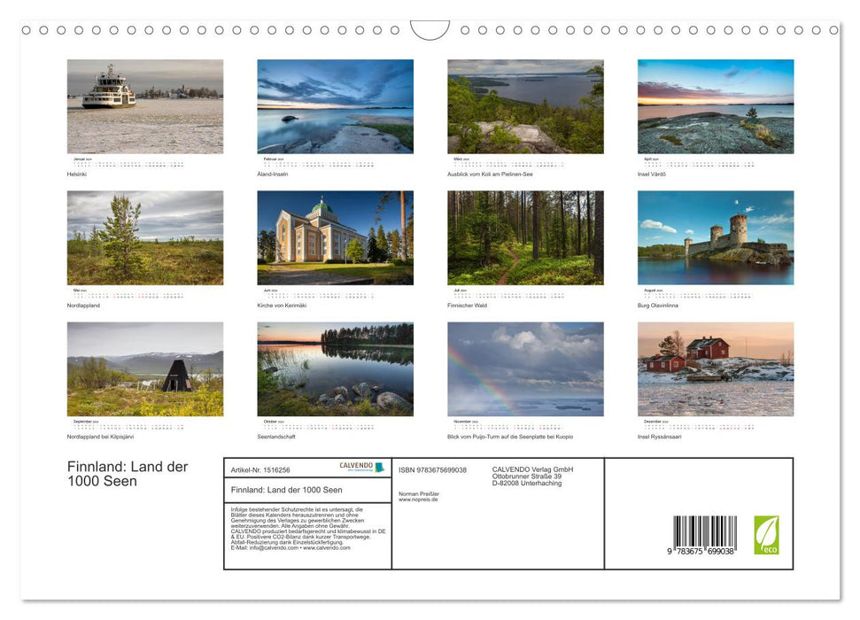 Finnland: Land der 1000 Seen (CALVENDO Wandkalender 2024)