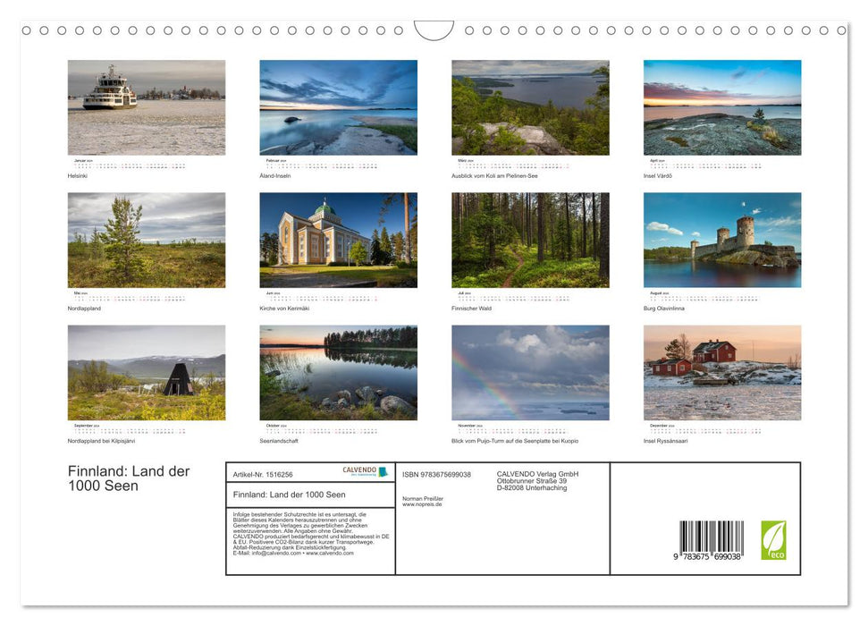 Finland: Land of 1000 Lakes (CALVENDO wall calendar 2024) 