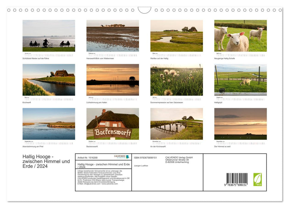 Hallig Hooge - zwischen Himmel und Erde (CALVENDO Wandkalender 2024)