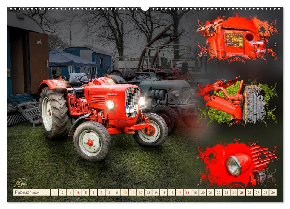 Classic Cars - Tractors Parade (CALVENDO Premium Wall Calendar 2024) 