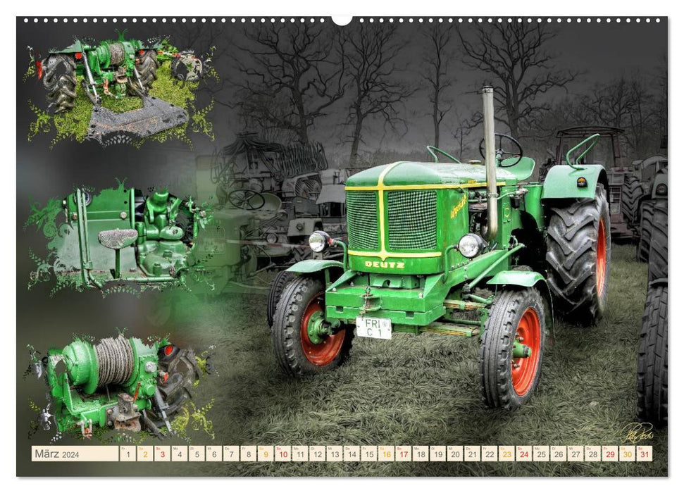 Classic Cars - Tractors Parade (CALVENDO Premium Wall Calendar 2024) 