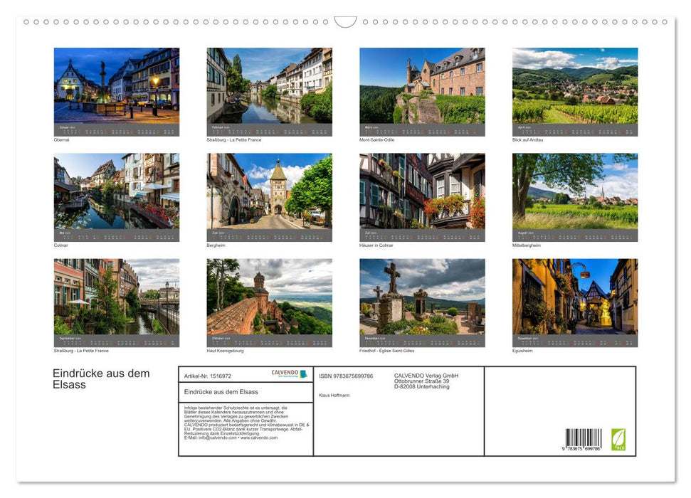 Impressions d'Alsace (Calendrier mural CALVENDO 2024) 