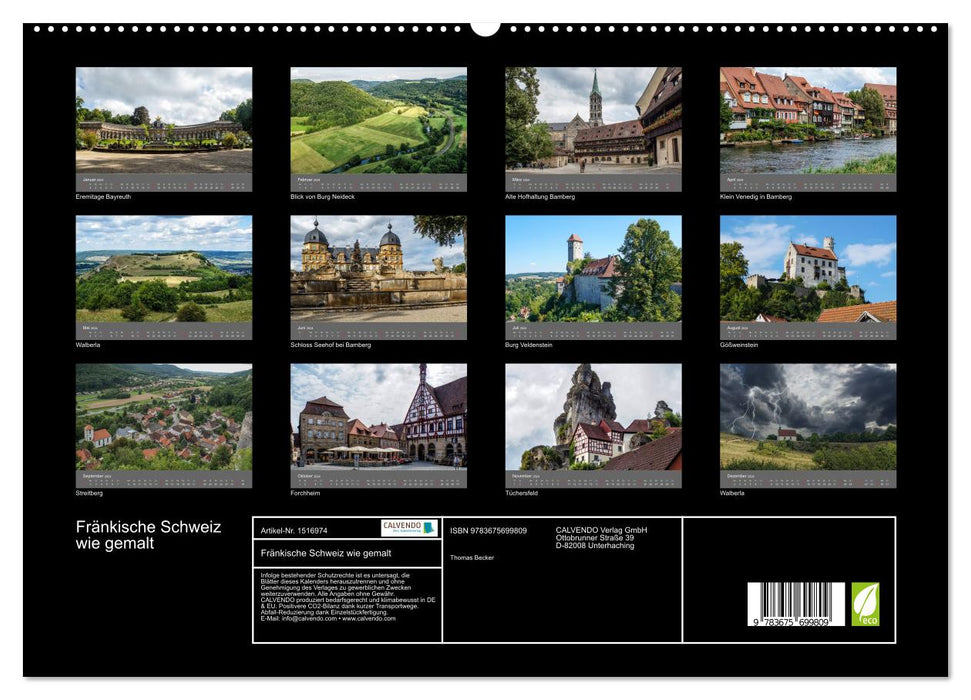 Franconian Switzerland as if painted (CALVENDO Premium Wall Calendar 2024) 