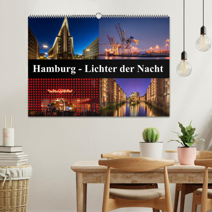 Hamburg - Lights of the Night (CALVENDO Wall Calendar 2024) 