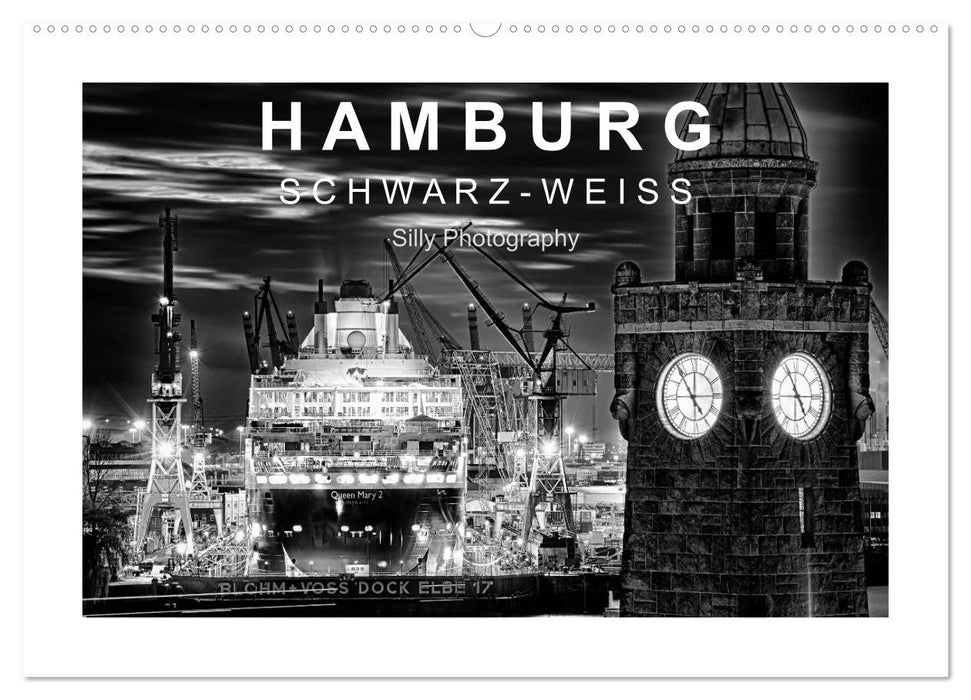 Hamburg in schwarz-weiss (CALVENDO Wandkalender 2024)