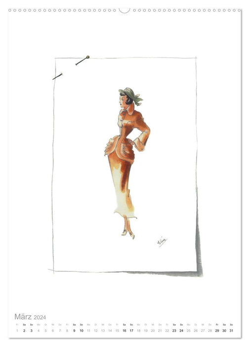 FIGURINEN 2024 - Modedesign von 1949 - Zeichnungen von Elina Ruffinengo (CALVENDO Wandkalender 2024)